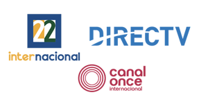 Logo collage showing three brands: left blue square with orange swoosh and the number 22, a top blue wordmark, and a bottom pink/red wordmark.
